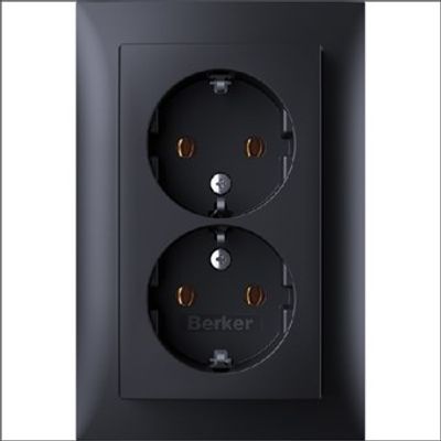 Berker S1 wandcontactdoos met randaarde 2-voudig antraciet mat 47741606