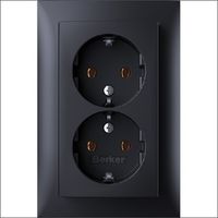 Berker S1 wandcontactdoos met randaarde 2-voudig antraciet mat 47741606