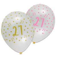 Ballonnen 21 Jaar Pink/Gold Chic (6st) - thumbnail