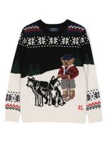 Ralph Lauren Kids pull en maille intarsia à logo Polo Bear - Noir