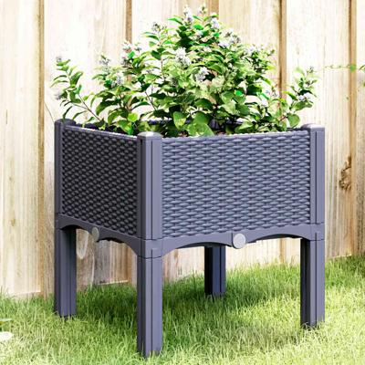 VidaXL Plantenbak met poten 40x40x42 cm polypropeen grijs
