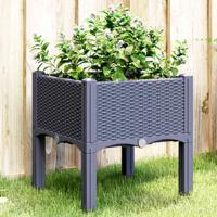 VidaXL Plantenbak met poten 40x40x42 cm polypropeen blauwgrijs