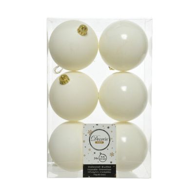 24x stuks kunststof kerstballen wol wit 8 cm glans/mat