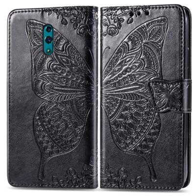 Butterfly Love Flowers Embossing Horizontal Flip Leather Case for OPPO Reno with Holder & Card Slots & Wallet & Lanyard(Black)