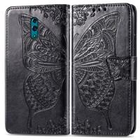 Butterfly Love Flowers Embossing Horizontal Flip Leather Case for OPPO Reno with Holder & Card Slots & Wallet & Lanyard(Black)