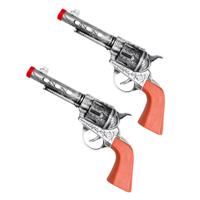 Boland Pistool/revolver - 2x - zilver - 20 cm - kunststof - western thema - verkleedaccessoire