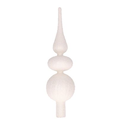 Winter witte glazen swirl kerstboom piek 32 cm glitter kralen