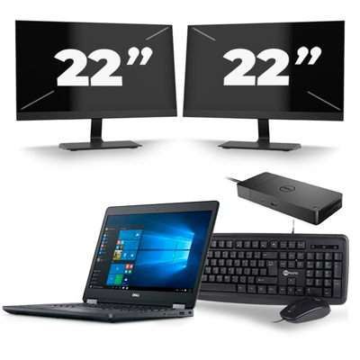 Dell Latitude E5470 - Intel Core i5-6e Generatie - 14 inch - 8GB RAM - 256GB SSD - Windows 11 + 2x 22 inch Monitor