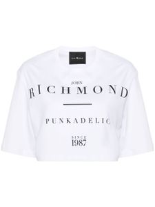 John Richmond t-shirt crop à logo imprimé - Blanc