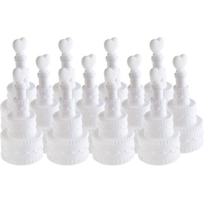 Bruiloft bellenblaas - taart met hartje - 12x stuks - 7,5 cm - Bellenblazen - Trouwerij/huwelijk