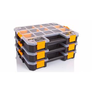 Sorteerbox/vakjes koffer - 3x - voor spijkers/schroeven/kleine spullen - 15-vaks - 37 x 31 x 6.5 cm