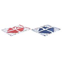 Tafellinnenset DKD Home Decor Blauw Wit Rood 150 x 150 x 0,5 cm (2 Stuks)