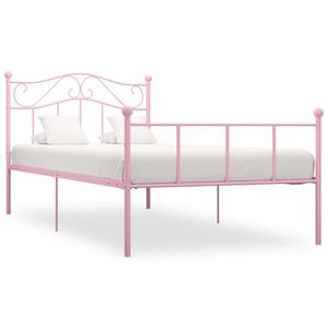 Bedframe metaal roze 100x200 cm