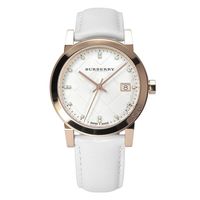 Horlogeband Burberry BU2128 / BU9130 Leder Wit 18mm