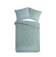 Pure Dekbedovertrek "luxe zizag biezen/ borduursels" - Groen - (140x200/220 cm) - Microfiber