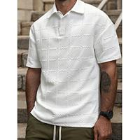 Voor heren Kabelgebreide polo Wafelgebreid poloshirt liiketoiminta Actief Klassiek Korte mouw Modieus Modern Effen Kleur nappi Zomer Lente Normale pasvorm Zwart Wit Lichtgrijs Kabelgebreide polo Lightinthebox