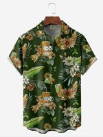 Botanical Drink Chest Pocket Short Sleeve Hawaiian Shirt