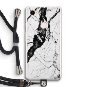 Witte marmer 2: Pixel 3 Transparant Hoesje met koord
