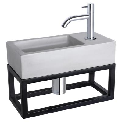 Differnz Ravo fonteinset beton lichtgrijs - kraan gebogen - met handdoekrek - 38.5 x 18.5 x 9 cm - chroom