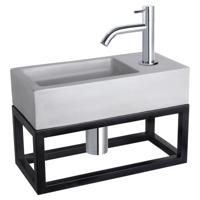 Differnz Ravo fonteinset beton lichtgrijs - kraan gebogen - met handdoekrek - 38.5 x 18.5 x 9 cm - chroom