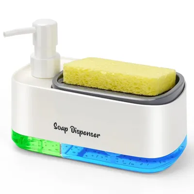 3-in-1 Zeepdispenser Set met Sponshouder | Voor Keukenspoelbak