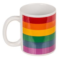 Koffiemok/drinkbeker - Pride/regenboog thema kleuren - keramiek - 9 x 8 cm   -