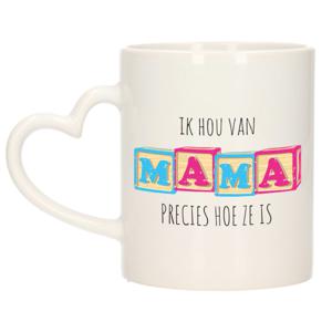 Cadeau koffie/thee mok voor mama - blauw/roze - hartjes oor - liefde - keramiek - Moederdag