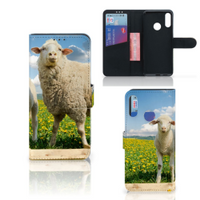 Motorola Moto E6 Plus Telefoonhoesje met Pasjes Schaap en Lammetje - thumbnail