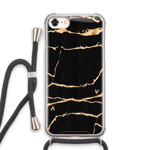 Gouden marmer: iPhone 7 Transparant Hoesje met koord