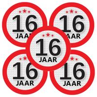 16 jaar leeftijd sticker - 5x - rond - Dia 9 cm - 16 jaar verjaardag - jubileum - leeftijd versierin