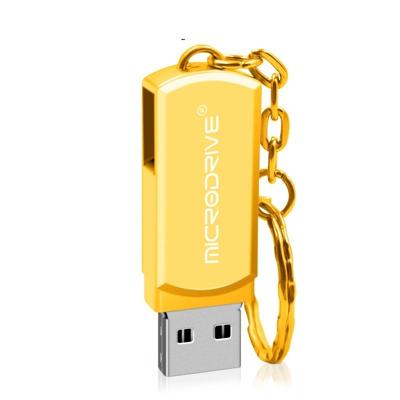 MicroDrive 32GB USB 2 0 Creative persoonlijkheid Metal U schijf met sleutelhanger (goud)