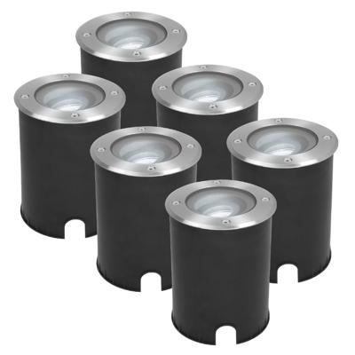 Set van 6 Lilly LED Grondspots - Dimbaar - Kantelbaar - GU10 - 6000K daglicht wit - 5 Watt 400 lumen - Rond - IK10 - RVS - IP67 waterdicht