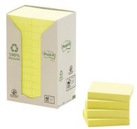 Post-it Recycled notes, 100 vel, ft 38 x 51 mm, geel, pak van 24 blokken - thumbnail
