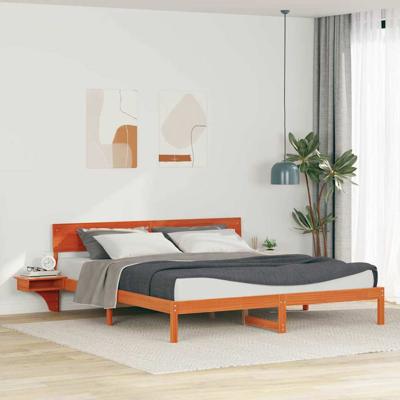 Bedframe met nachttafels met hoofdeinde Wasbruin 180 x 200 cm