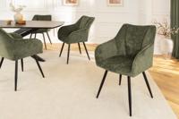 Draaibare retro stoel AVIGNON Groen Chenille Zwart Metalen poten - 46472