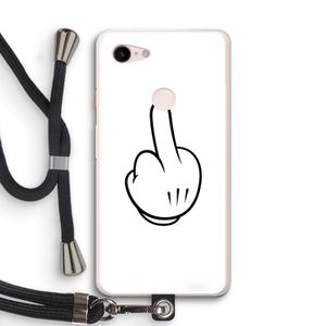 Middle finger white: Pixel 3 XL Transparant Hoesje met koord