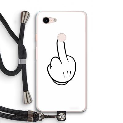 Middle finger white: Pixel 3 XL Transparant Hoesje met koord