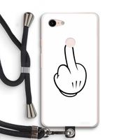 Middle finger white: Pixel 3 XL Transparant Hoesje met koord