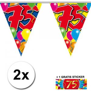 2x vlaggenlijn 75 jaar met gratis sticker