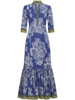 ETRO robe longue en coton à fleurs - Bleu - thumbnail