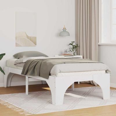 Bedframe met opslag Wit 90 x 200 cm Massief grenenhout