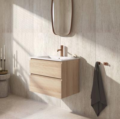 Ben Tendenza voorgemonteerd badmeubel incl. glans witte keramische wastafel 62,7x46x61,5cm urban oak