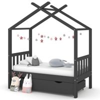 Kinderbedframe met lade grenenhout donkergrijs 70x140 cm