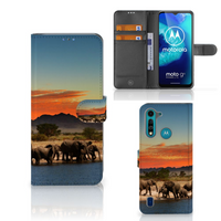 Motorola G8 Power Lite Telefoonhoesje met Pasjes Olifanten - thumbnail