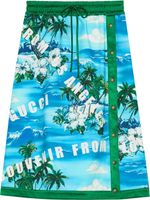 Gucci jupe mi-longue imprimée à lien de resserrage - Bleu