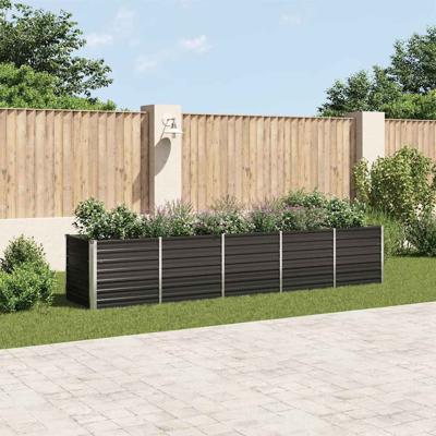 VidaXL Plantenbak verhoogd 400x80x77 cm gegalvaniseerd staal antraciet