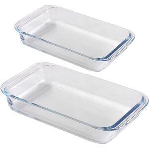 Ovenschaal set 2-delig - rechthoek - glas - 1,6L en 2,2L