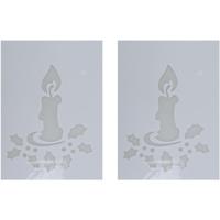 Kerst raamsjabloon kaars - 2x - wit - 35 cm - raamdecoratie - kerstversiering