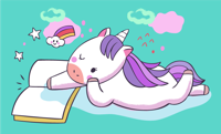 Vinyl vloerkleed dieren Baby eenhoorn lezen