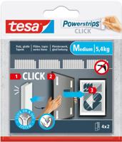 Tesa Powerstrips Click medium, draagkracht 1 kg, blister van 2 x 4 stuks